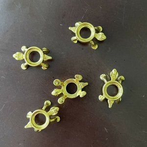 Lot of 5 Small Gold Turtle Stands For 20mm Gemstone Spheres Marbles Balls Holder